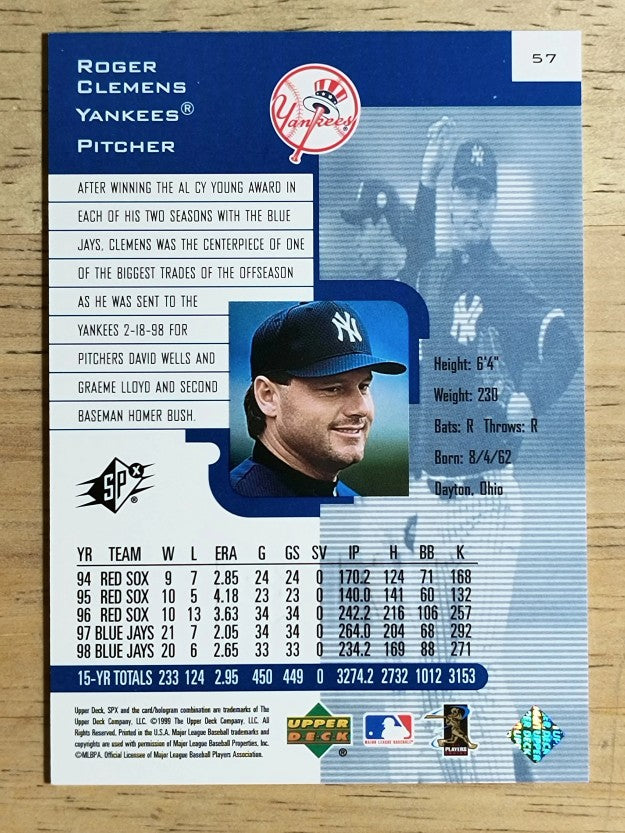 1999 SPx #57 Roger Clemens