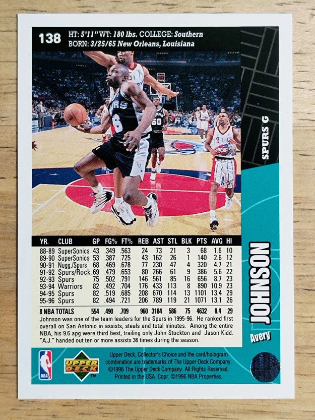 1996-97 Collector's Choice #138 Avery Johnson