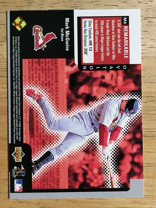1999 Upper Deck Ovation ReMarkable Moments #M4 Mark McGwire/HR 13