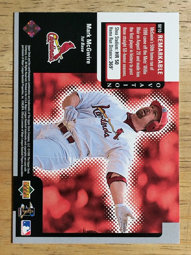 1999 Upper Deck Ovation ReMarkable Moments #M10 Mark McGwire/HR 50