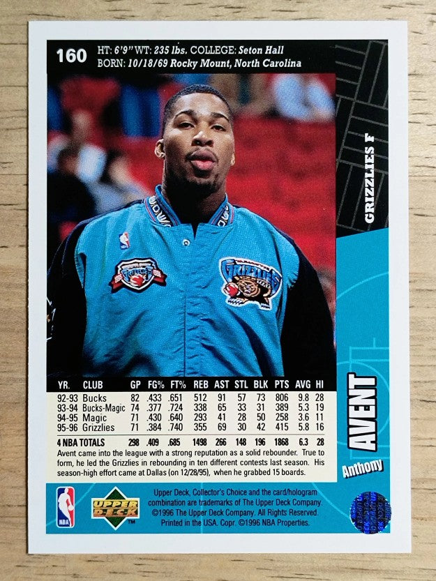 1996-97 Collector's Choice #160 Anthony Avent