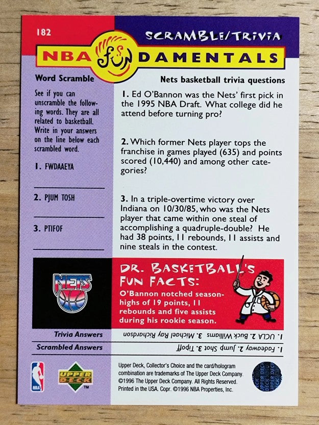 1996-97 Collector's Choice #182 Ed O'Bannon FUND