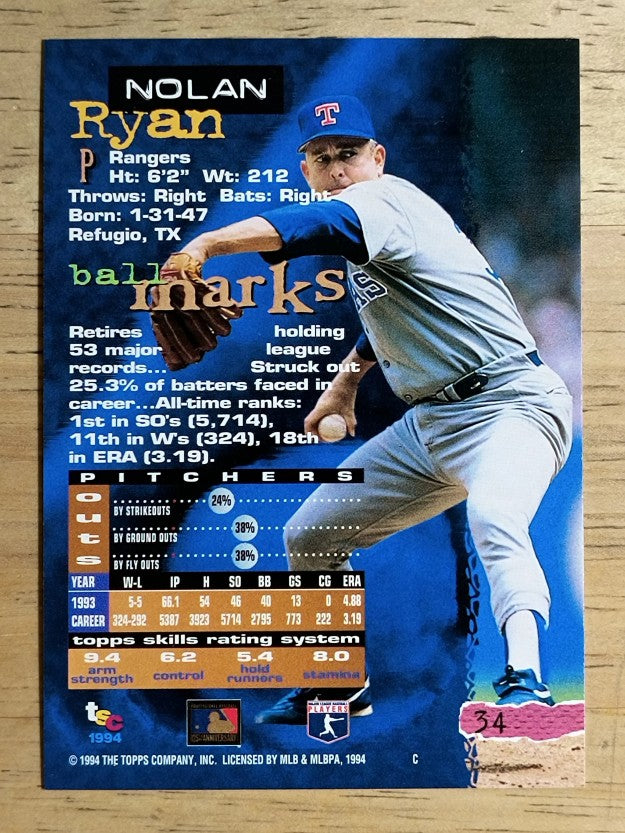 1994 Stadium Club #34 Nolan Ryan