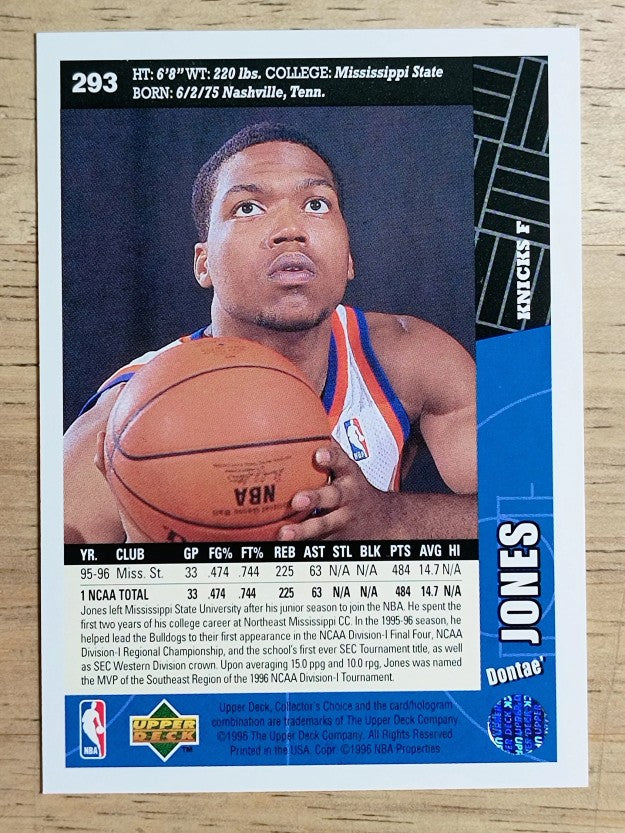 1996-97 Collector's Choice #293 Dontae' Jones RC