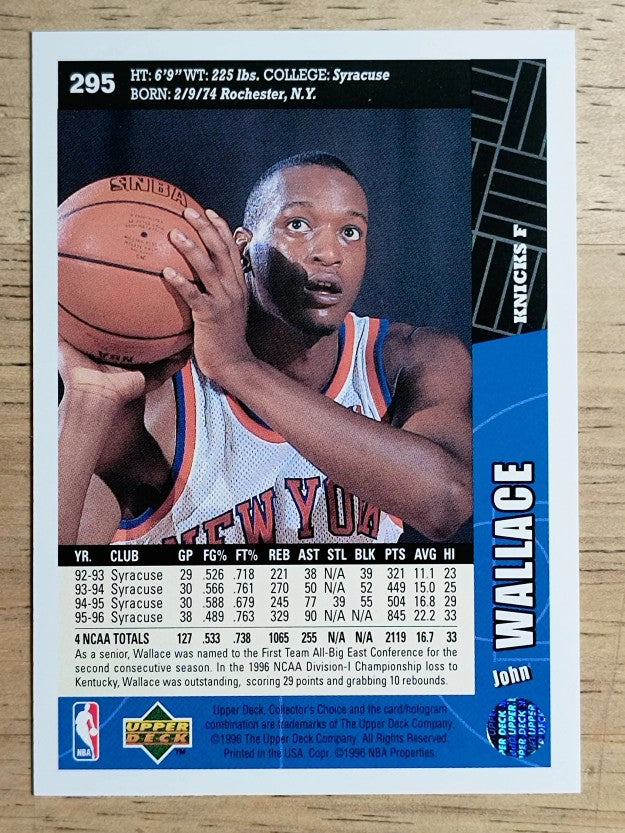 1996-97 Collector's Choice #295 John Wallace RC