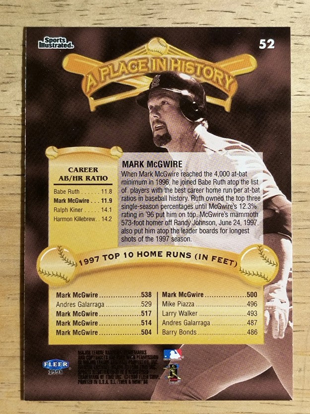 1998 Sports Illustrated Then and Now #52 Mark McGwire HIST