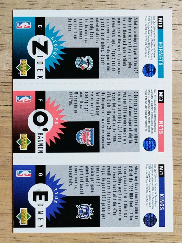 1996-97 Collector's Choice Mini-Cards #M10 Tyus Edney/Ed O'Bannon/George Zidek