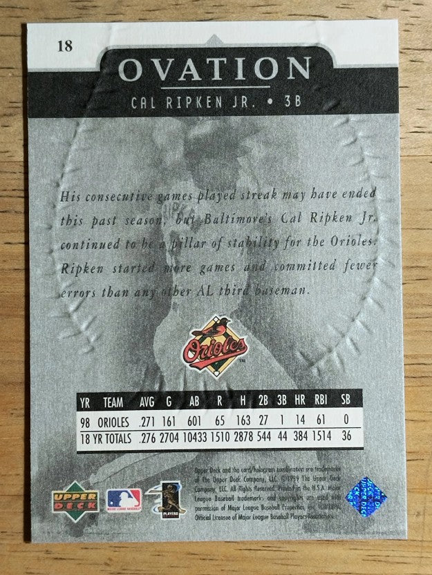 1999 Upper Deck Ovation #18 Cal Ripken