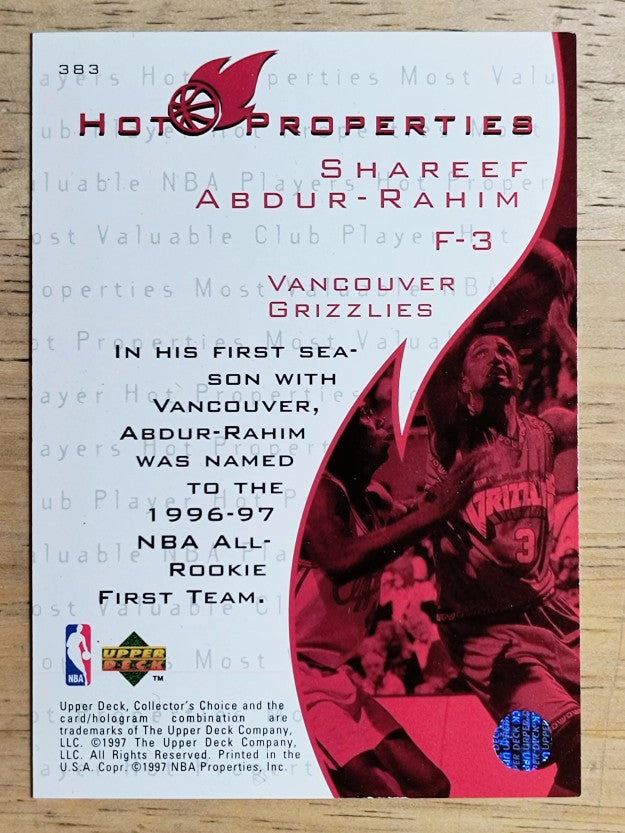 1997-98 Collector's Choice #383 Shareef Abdur-Rahim HP