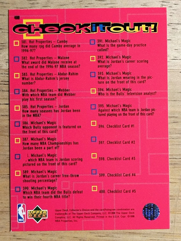 1997-98 Collector's Choice #398 Checklist #3