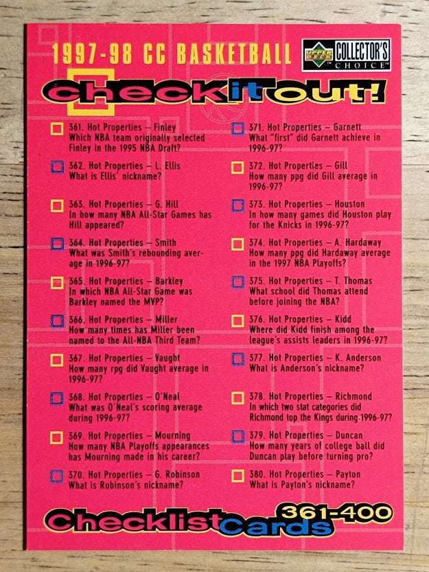 1997-98 Collector's Choice #398 Checklist #3