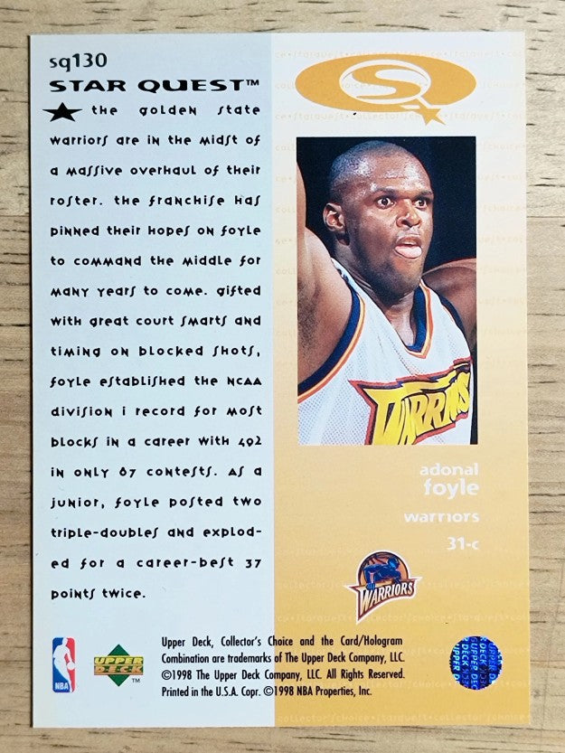 1997-98 Collector's Choice StarQuest #130 Adonal Foyle