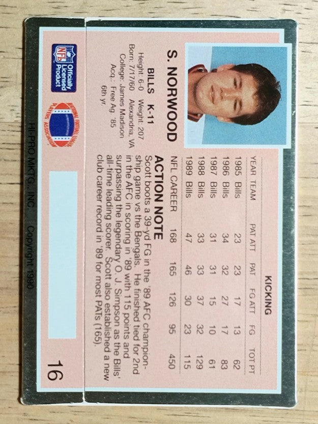 1990 Action Packed #16 Scott Norwood
