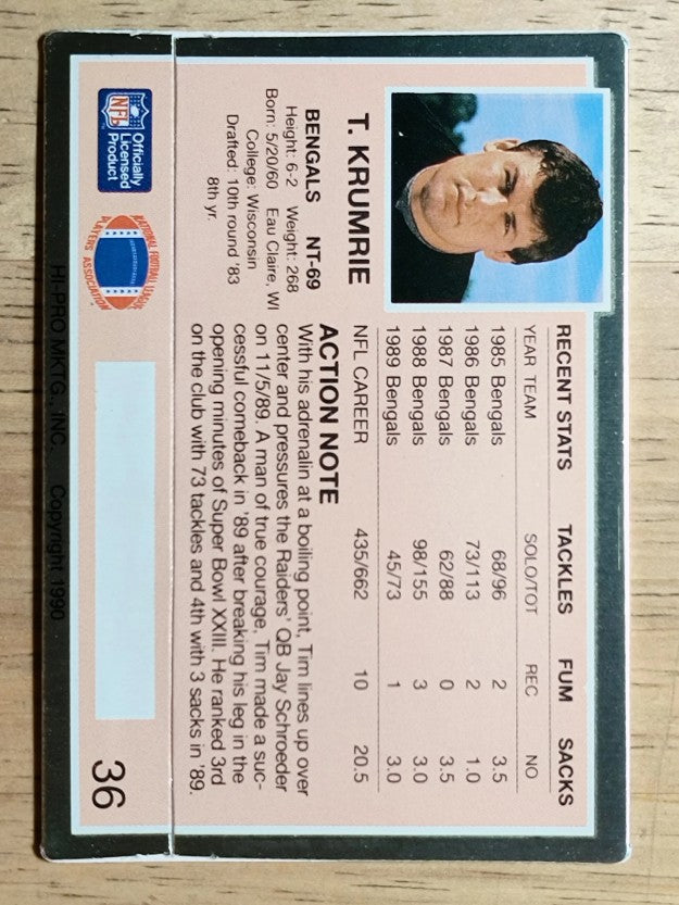 1990 Action Packed #36 Tim Krumrie