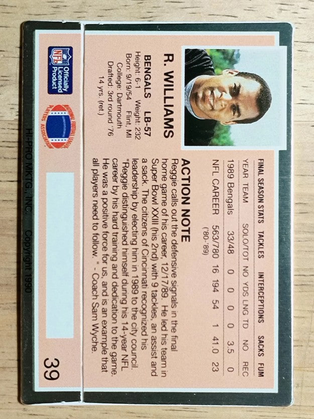 1990 Action Packed #39 Reggie Williams
