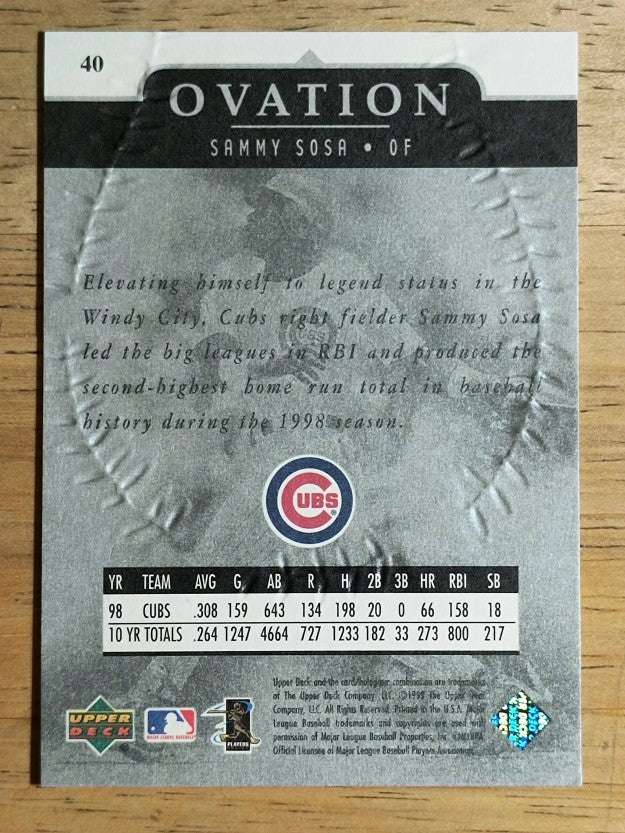 1999 Upper Deck Ovation #40 Sammy Sosa