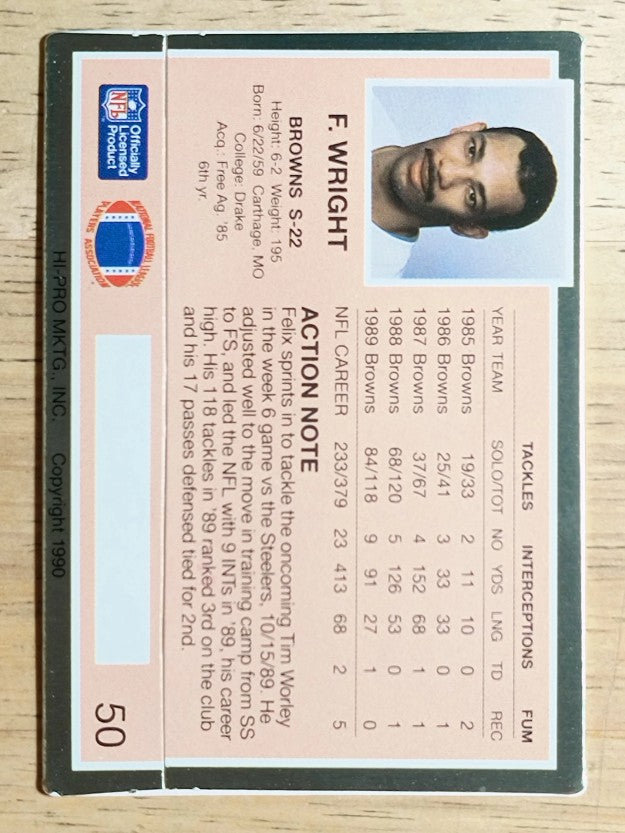 1990 Action Packed #50 Felix Wright