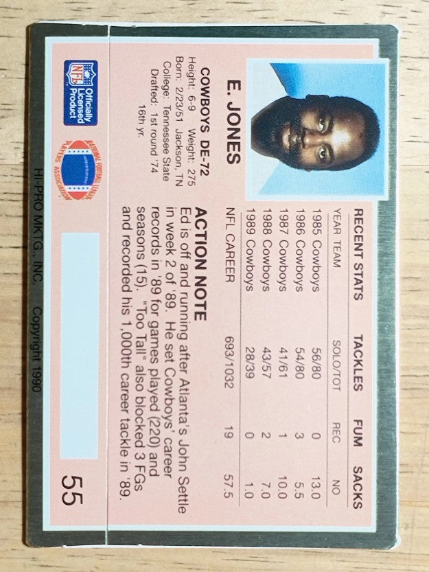 1990 Action Packed #55 Ed Too Tall Jones