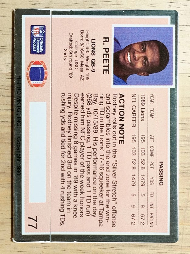 1990 Action Packed #77 Rodney Peete UER