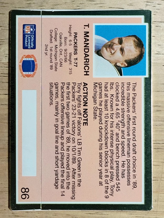 1990 Action Packed #86 Tony Mandarich