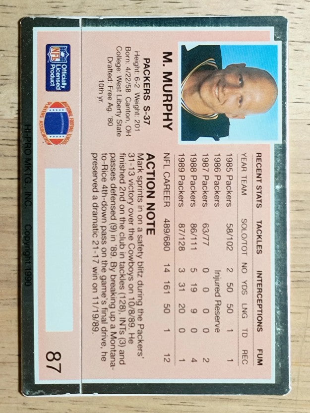 1990 Action Packed #87 Mark Murphy