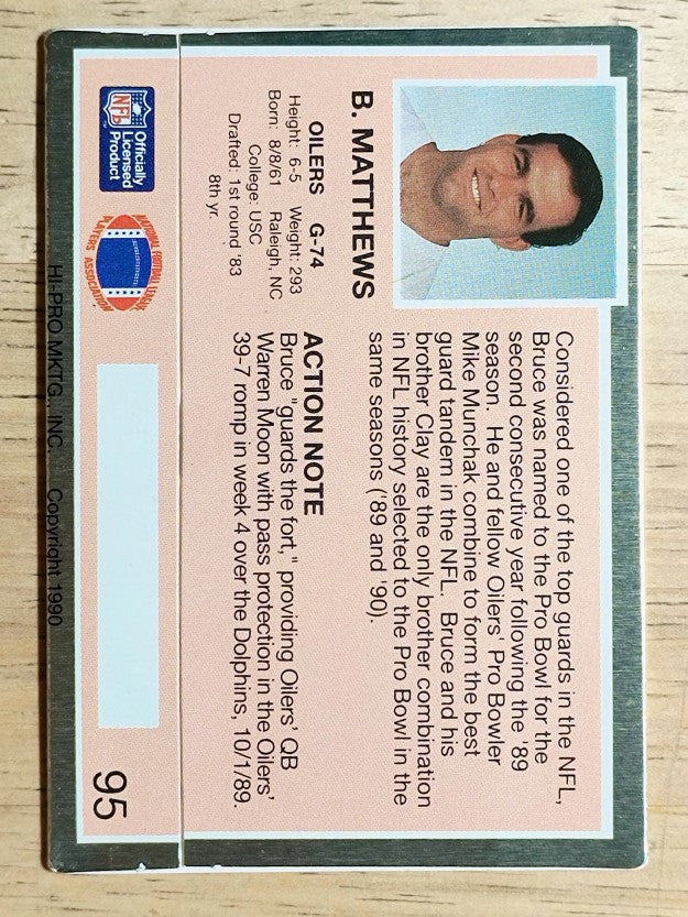 1990 Action Packed #95 Bruce Matthews