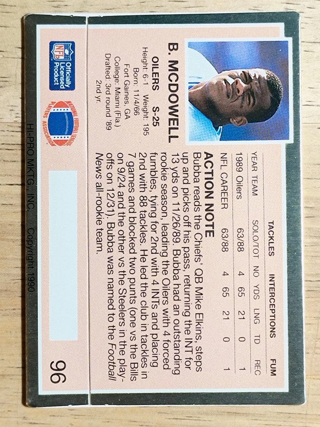 1990 Action Packed #96 Bubba McDowell