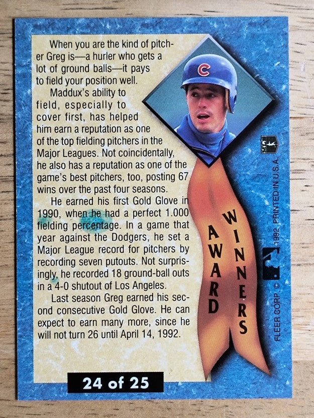 1992 Ultra Award Winners #24 Greg Maddux