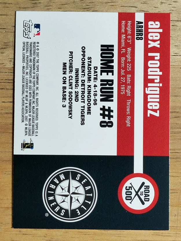 2007 Topps Alex Rodriguez Road to 500 #ARHR8 Alex Rodriguez
