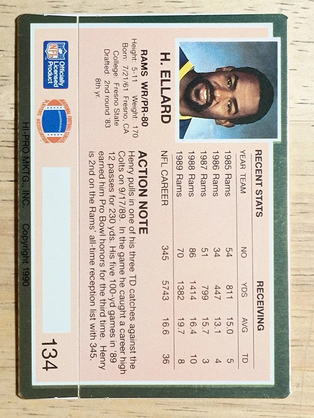 1990 Action Packed #134 Henry Ellard