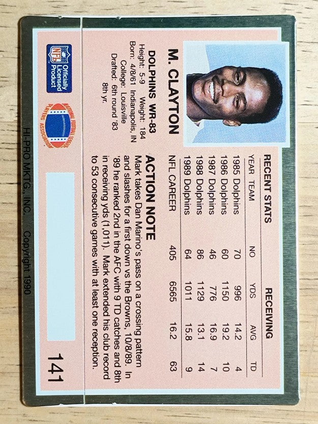 1990 Action Packed #141 Mark Clayton