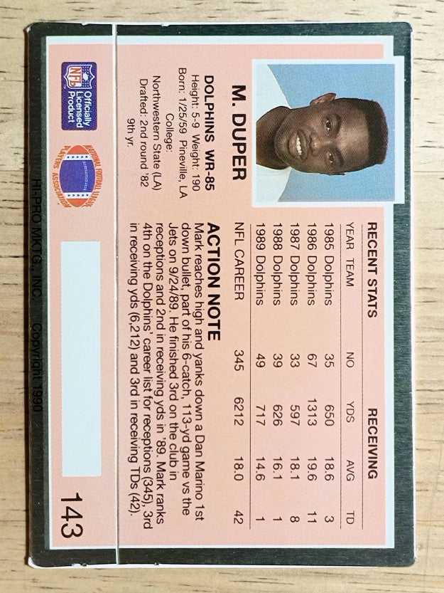 1990 Action Packed #143 Mark Duper