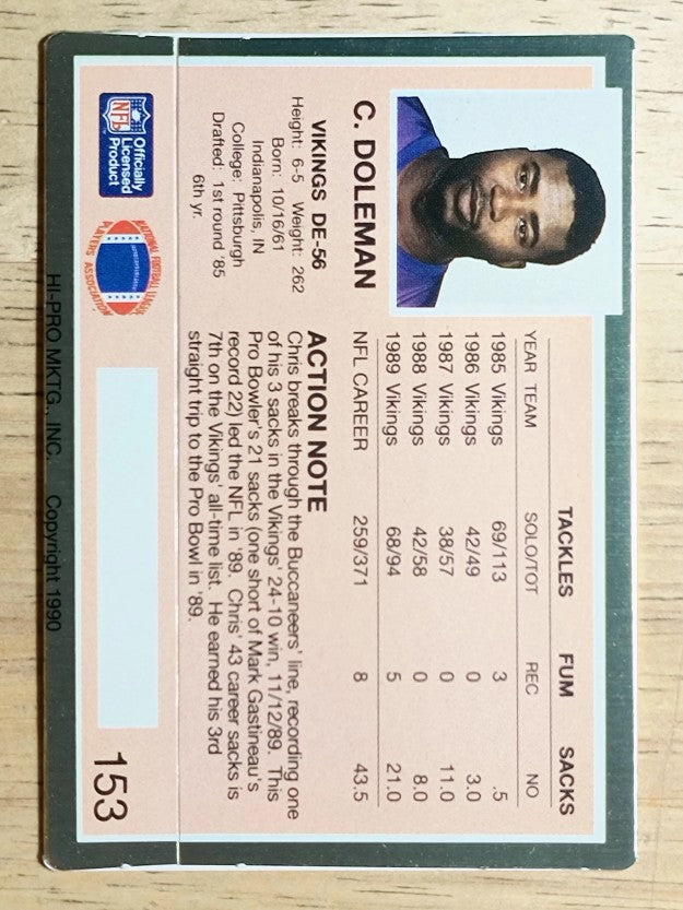 1990 Action Packed #153 Chris Doleman