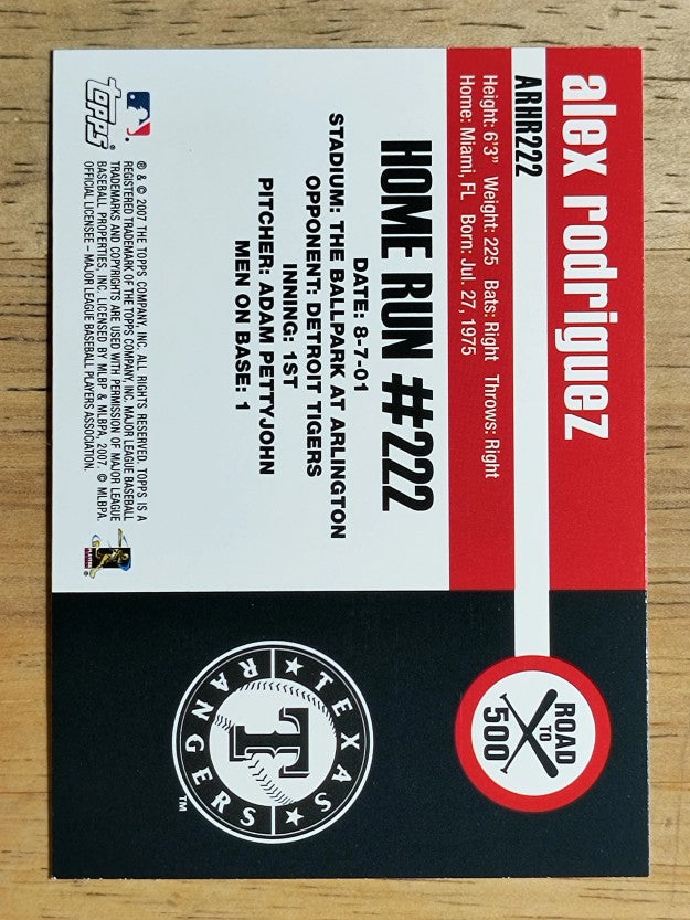 2007 Topps Alex Rodriguez Road to 500 #ARHR222 Alex Rodriguez