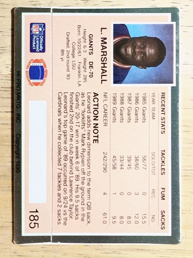 1990 Action Packed #185 Leonard Marshall