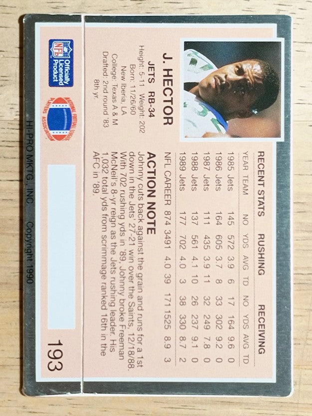 1990 Action Packed #193 Johnny Hector