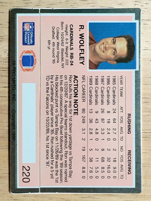 1990 Action Packed #220 Ron Wolfley