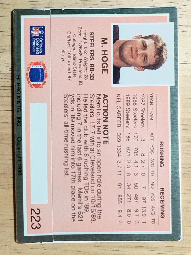 1990 Action Packed #223 Merril Hoge