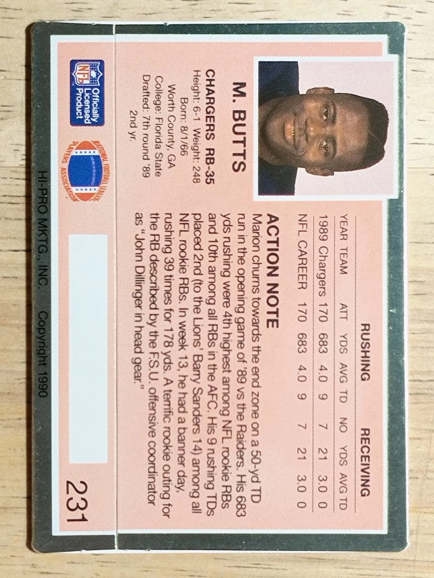 1990 Action Packed #231 Marion Butts