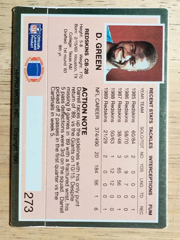 1990 Action Packed #273 Darrell Green