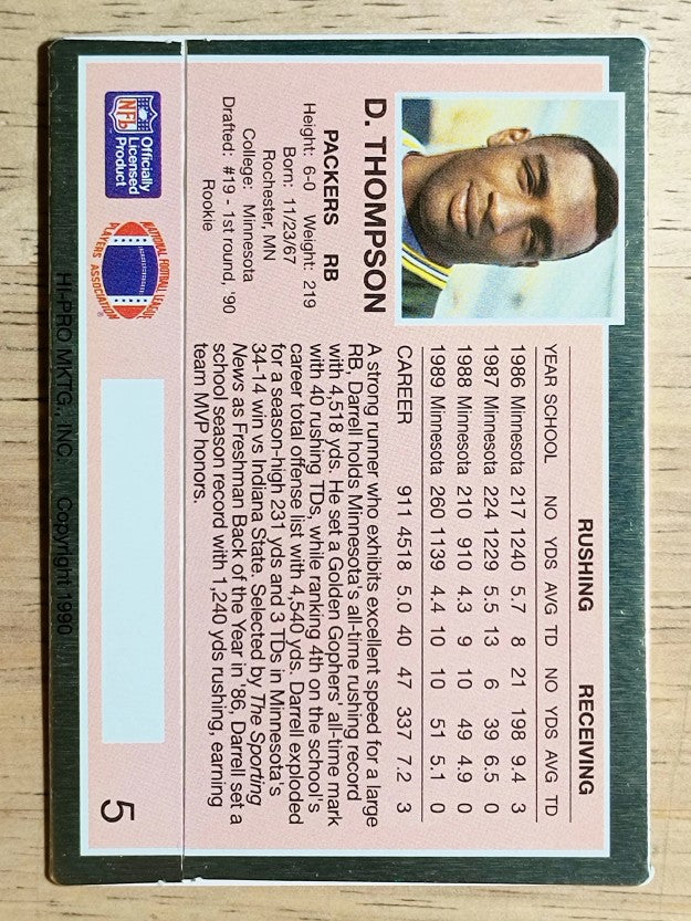 1990 Action Packed Rookie Update #5 Darrell Thompson RC