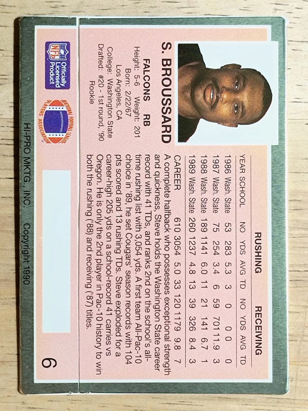 1990 Action Packed Rookie Update #6 Steve Broussard RC
