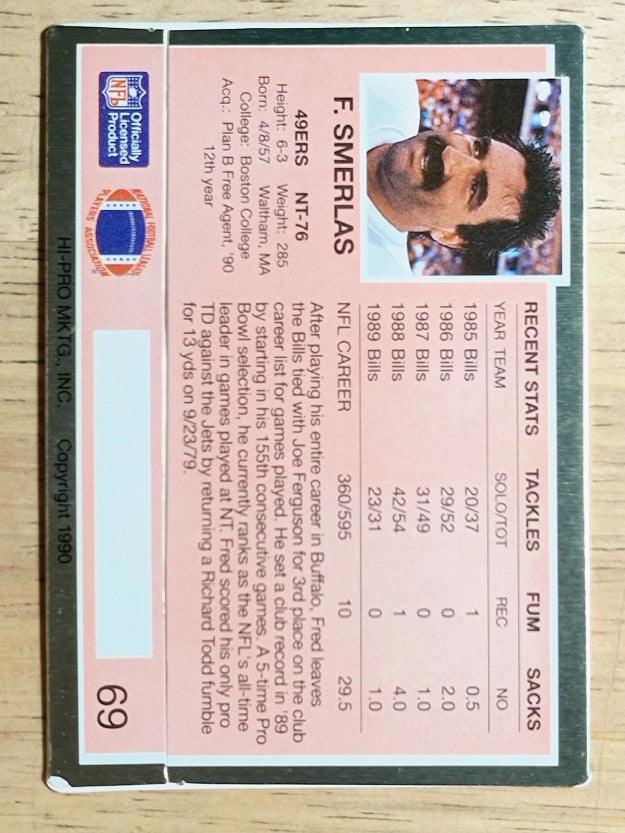 1990 Action Packed Rookie Update #69 Fred Smerlas