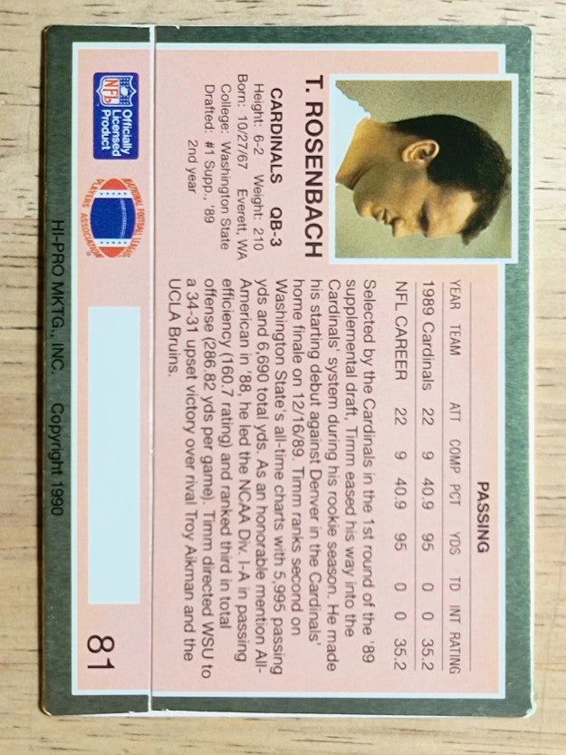 1990 Action Packed Rookie Update #81 Timm Rosenbach