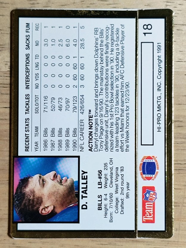 1991 Action Packed #18 Darryl Talley