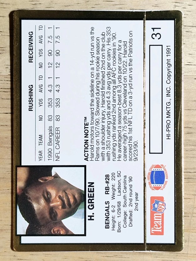 1991 Action Packed #31 Harold Green