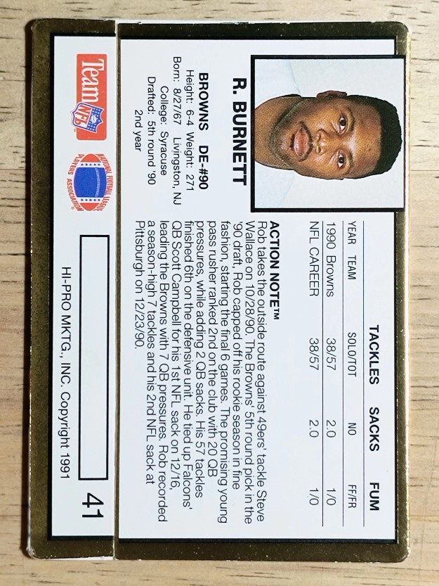 1991 Action Packed #41 Rob Burnett RC