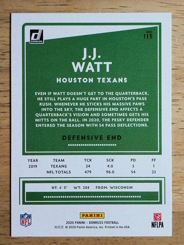 2020 Donruss #113A J.J. Watt