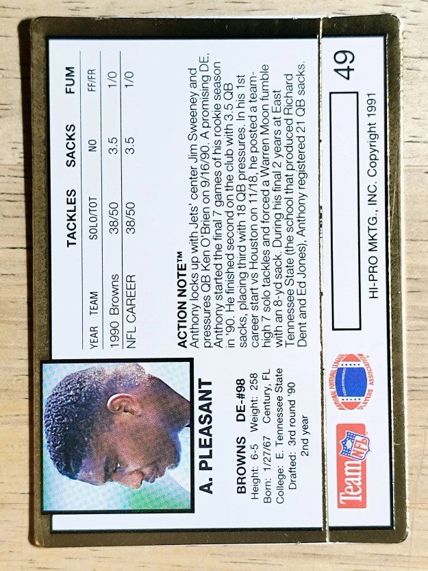 1991 Action Packed #49 Anthony Pleasant