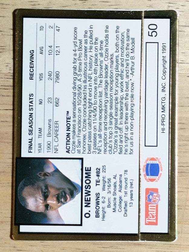 1991 Action Packed #50 Ozzie Newsome